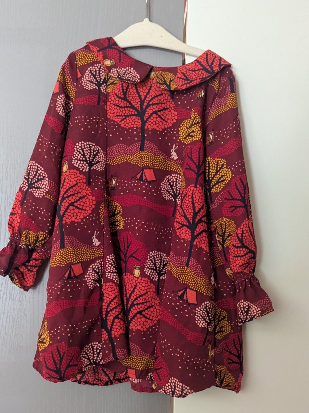 Osh Kosh Woodland Creatures Girls Dress with Peter Pan Collar
